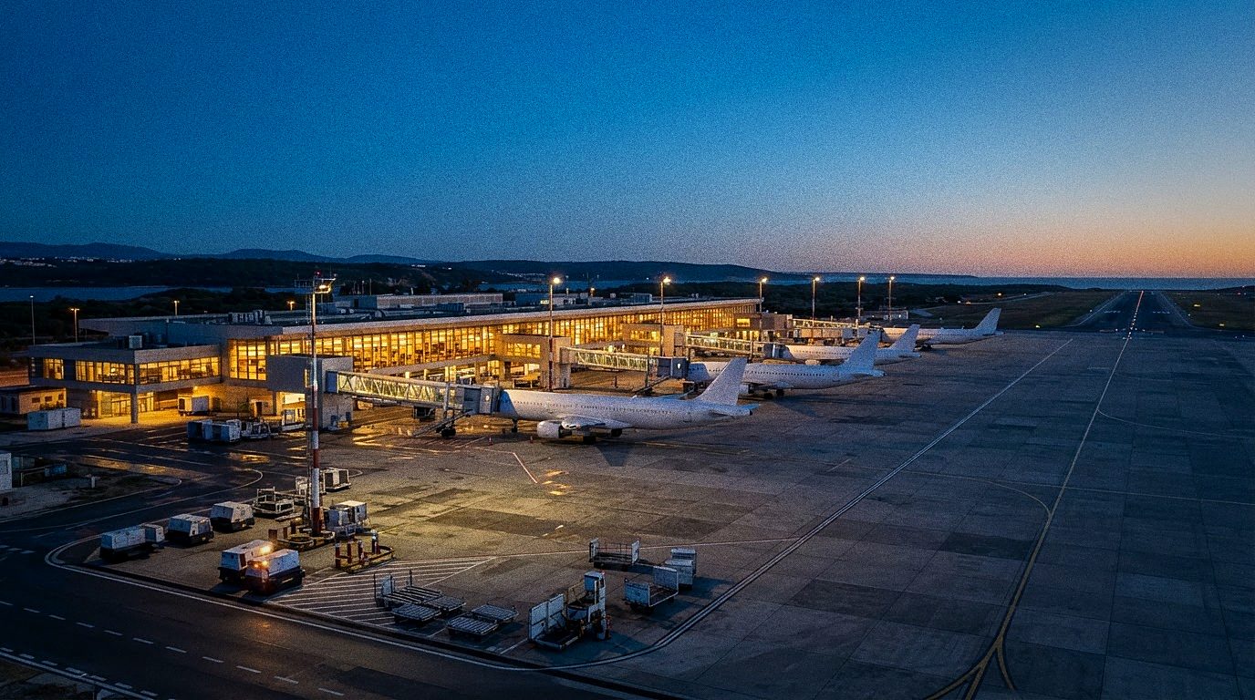 Vorfeld des Flughafens Faro mit parkenden Flugzeugen